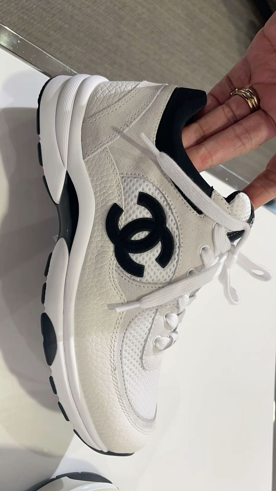 Chanel Low Suede White Black