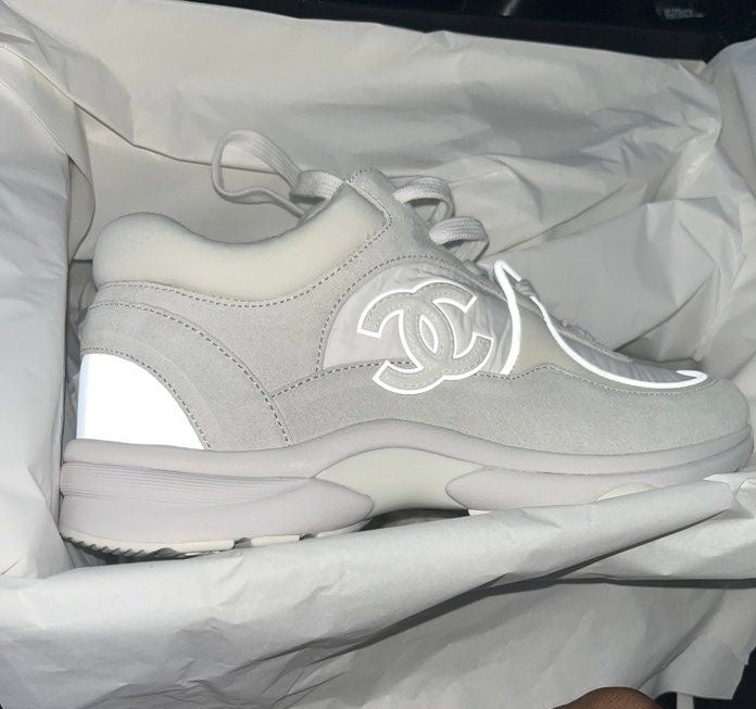 Chanel Low Suede Triple White Reflective