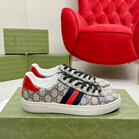 Gucci Ace Sneaker – Beige and Blue GG Supreme Canvas