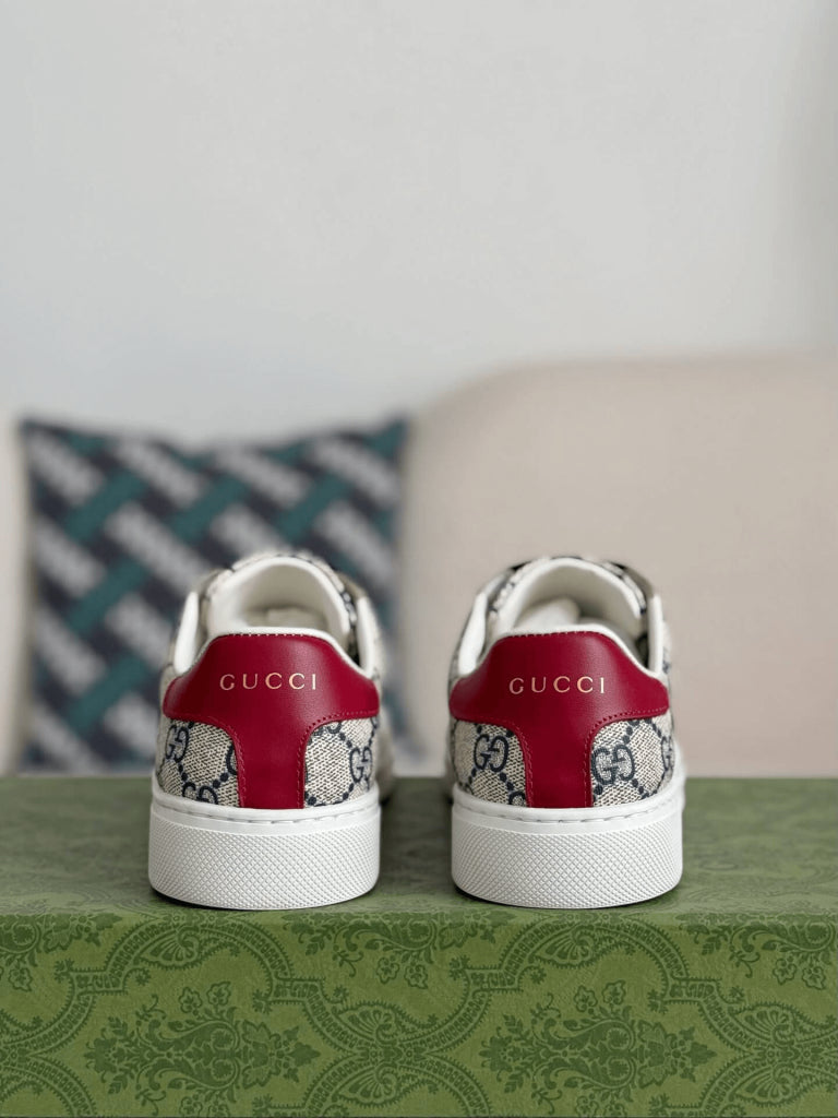Gucci Ace Sneaker – Beige and Blue GG Supreme Canvas