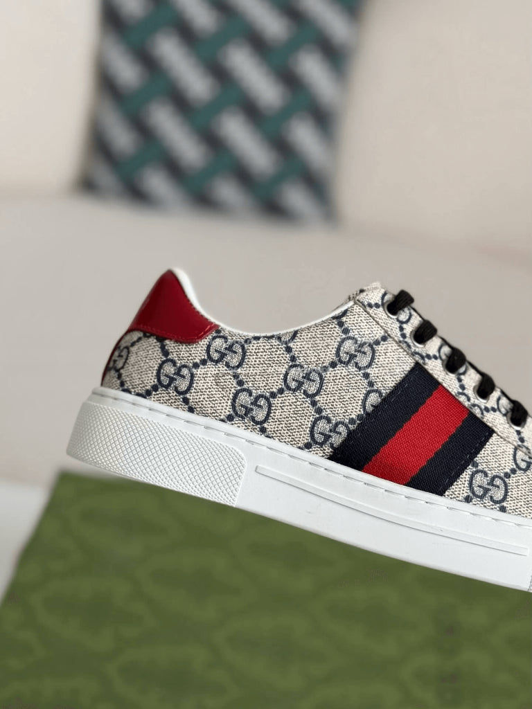 Gucci Ace Sneaker – Beige and Blue GG Supreme Canvas