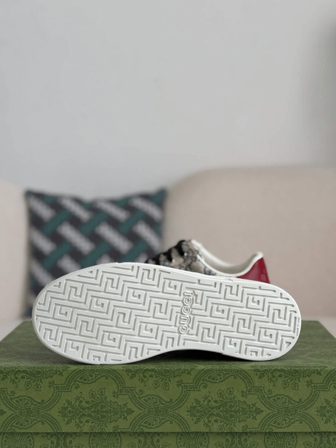 Gucci Ace Sneaker – Beige and Blue GG Supreme Canvas