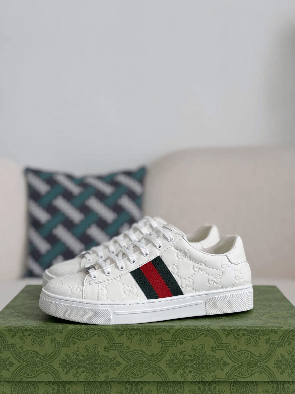 Gucci Ace Sneaker – White GG Logo Leather
