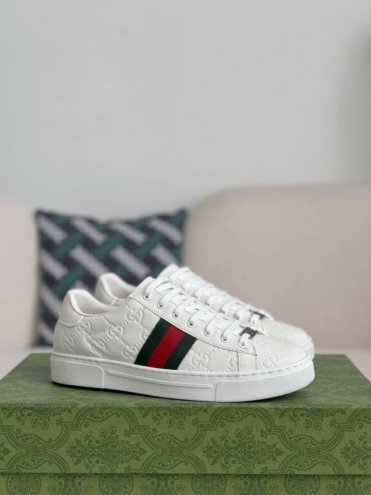 Gucci Ace Sneaker – White GG Logo Leather