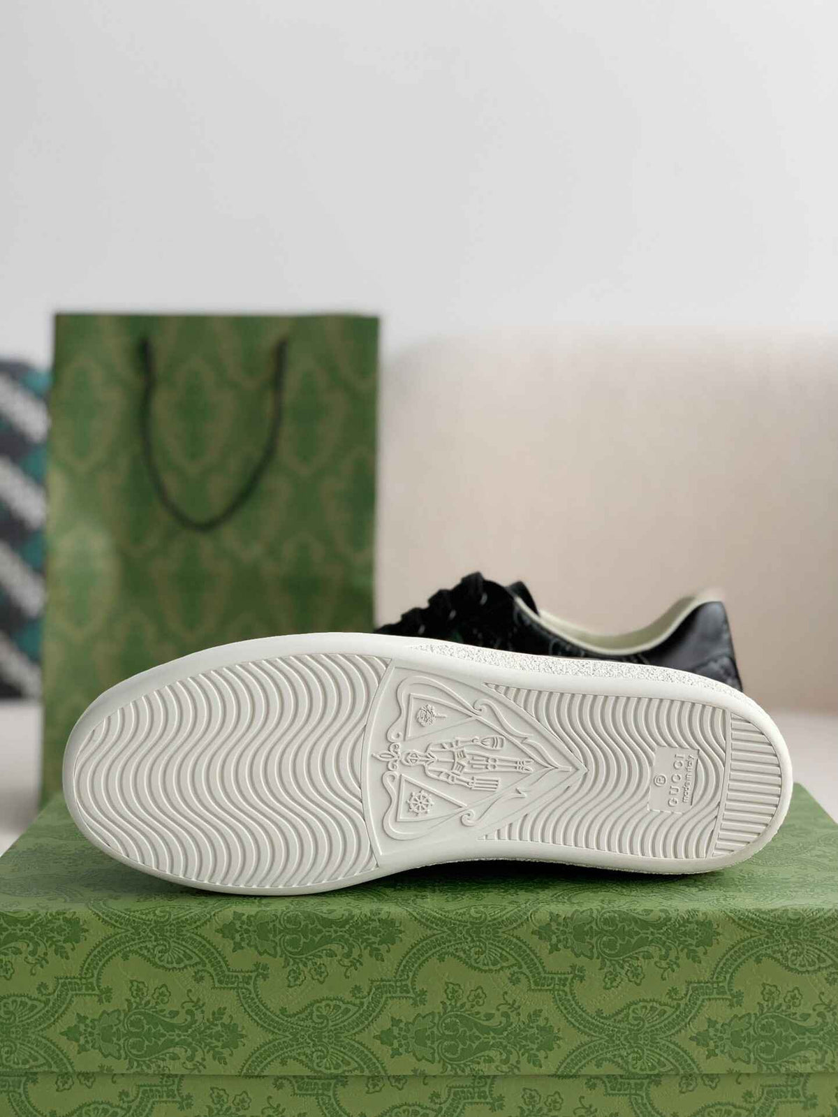 Gucci Ace Sneaker – Black GG Logo Leather