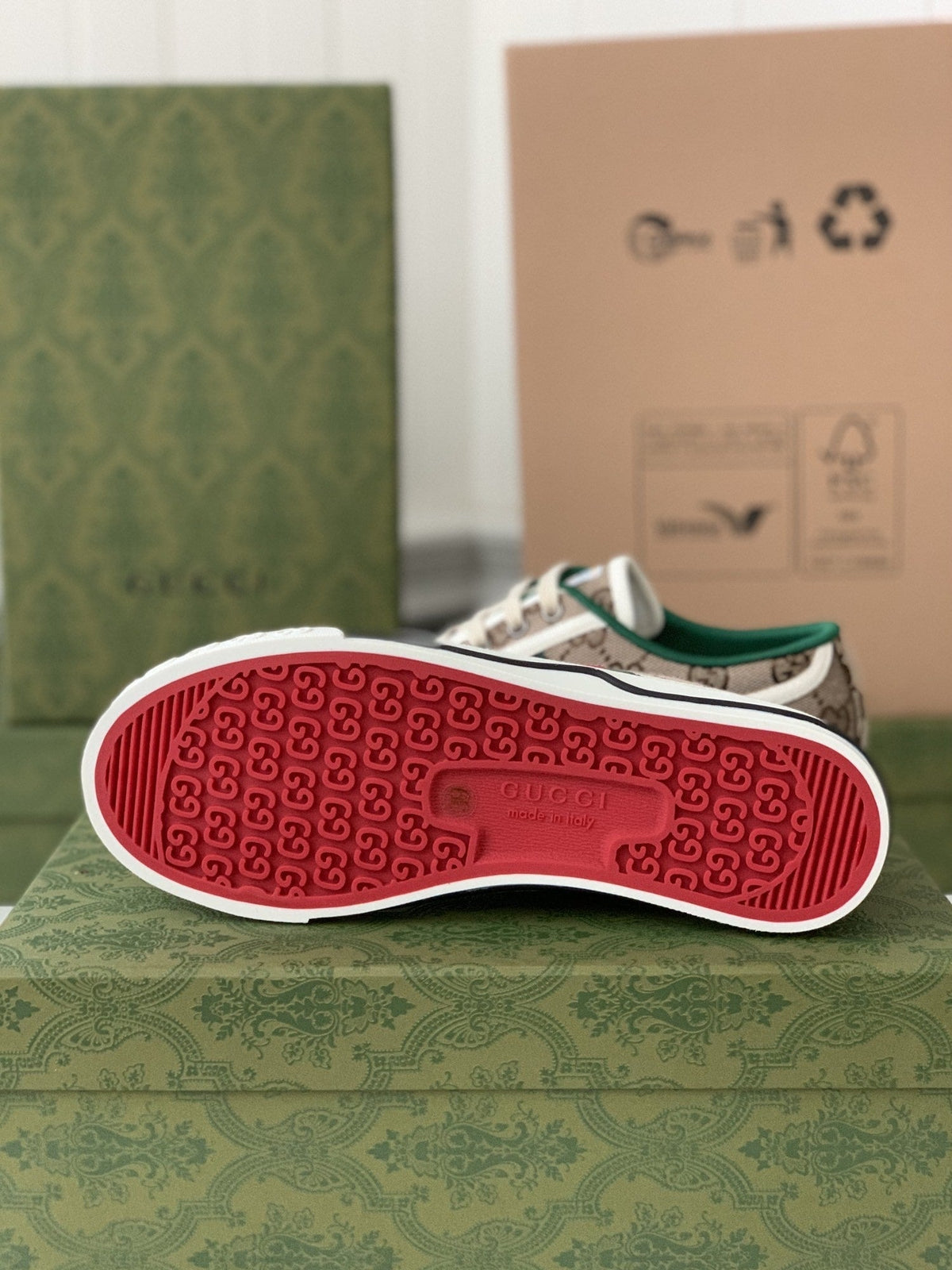 Gucci Tennis 1977 – Beige GG and White Stripe