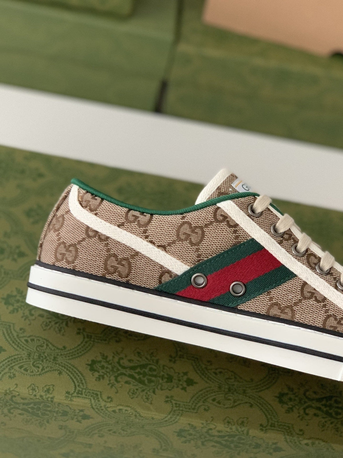 Gucci Tennis 1977 – Beige GG and White Stripe