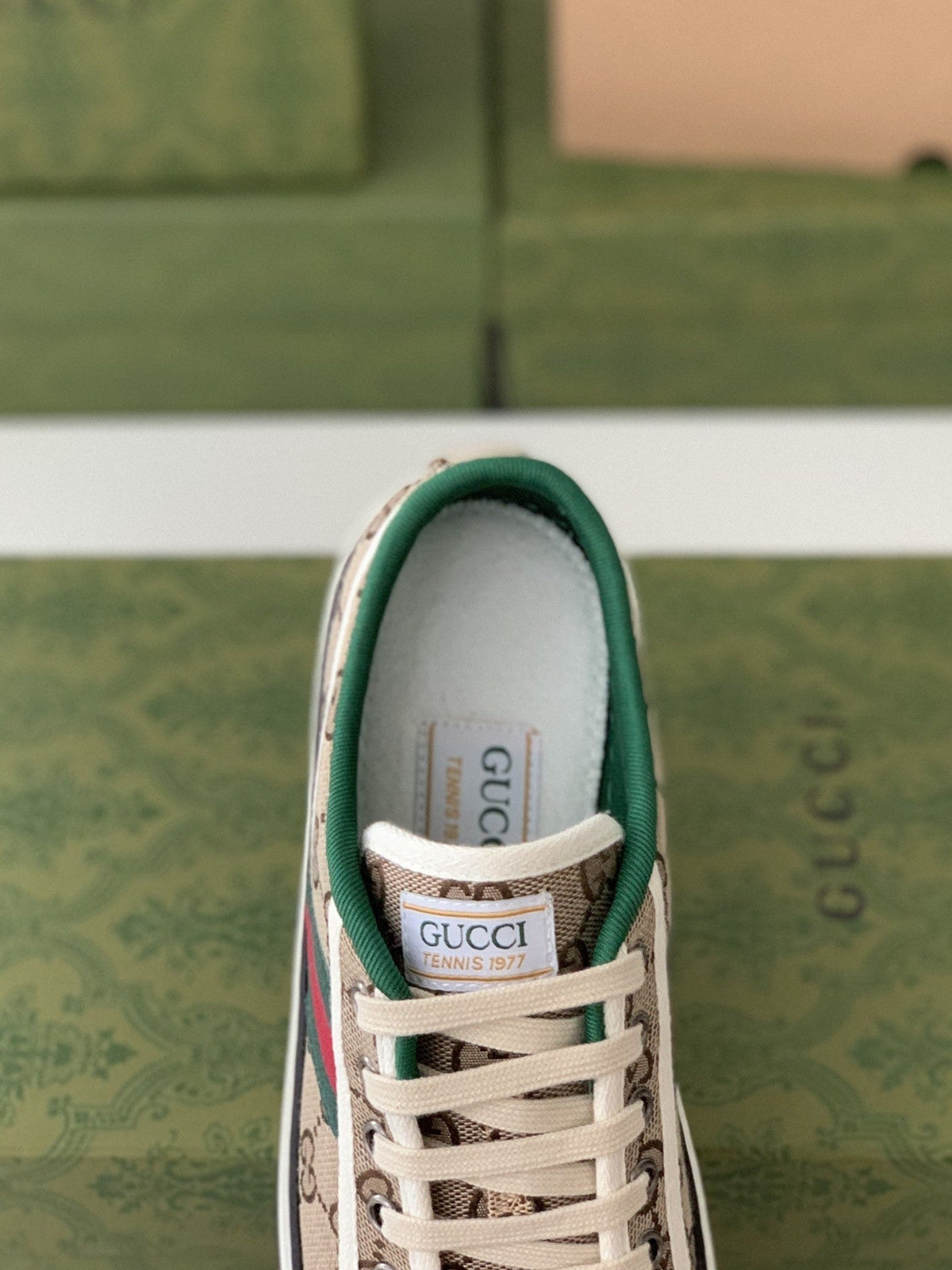 Gucci Tennis 1977 – Beige GG and White Stripe