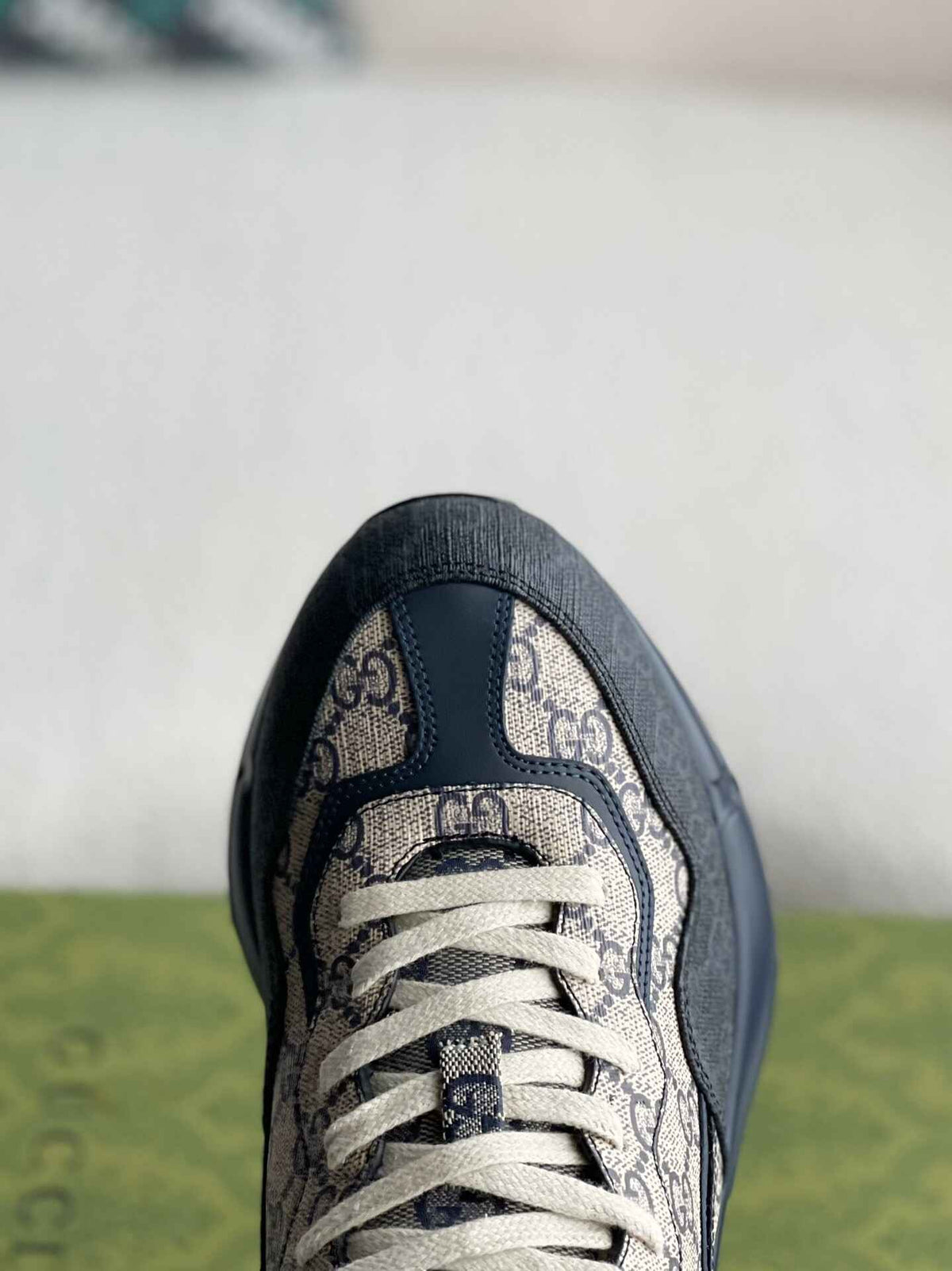 Gucci Rhyton Shoe – Blue and Beige GG Supreme Canvas