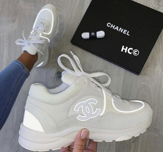 Chanel Low Suede Triple White Reflective
